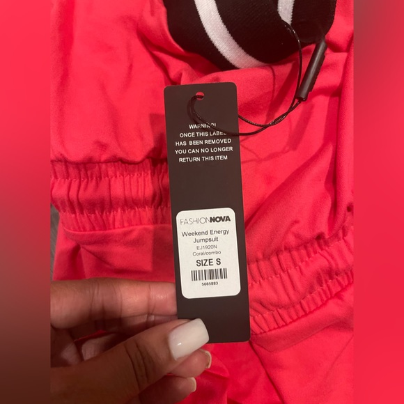 Fashion Nova - Weekend Energy Jumpsuit - Coral/Combo - Size S - NWT - Picture 3 of 3